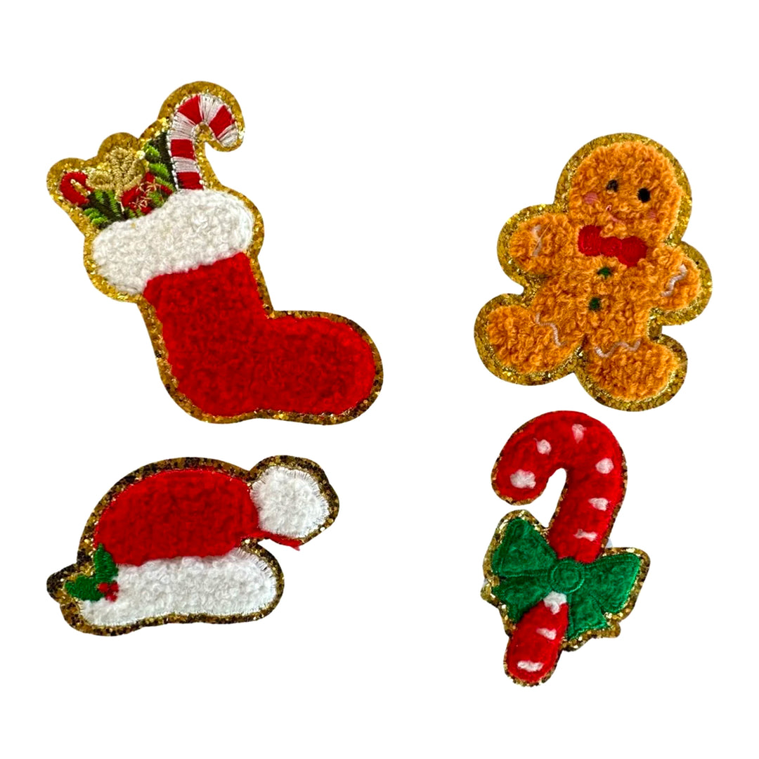 Holiday Patch Set II — Santa Hat, Candy Cane, Stocking, Gingerbread Man