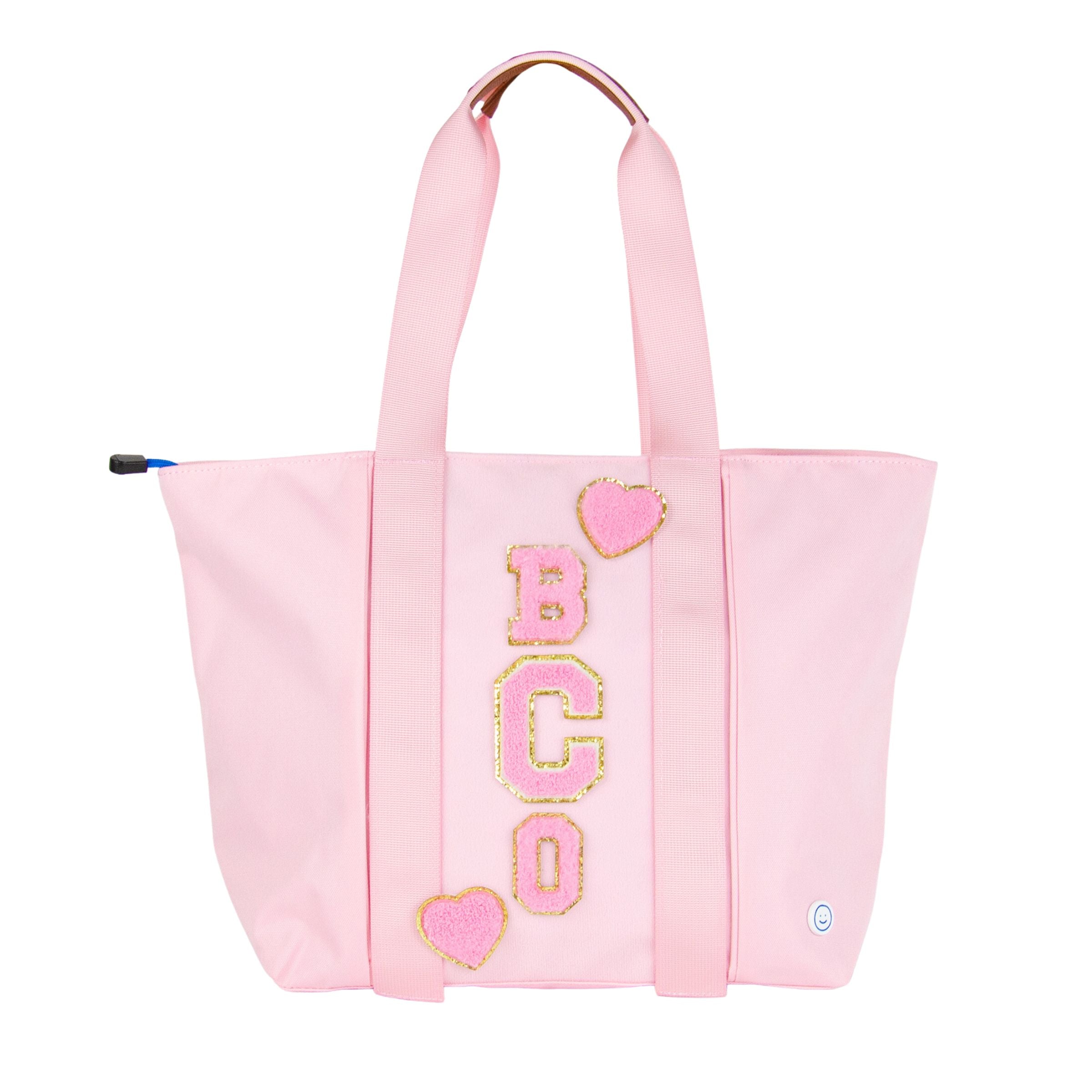 Athena Large Barocco canvas tote bag in pink - Versace