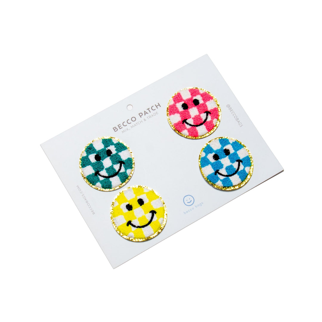 Checkered Smiley Face Patch Set