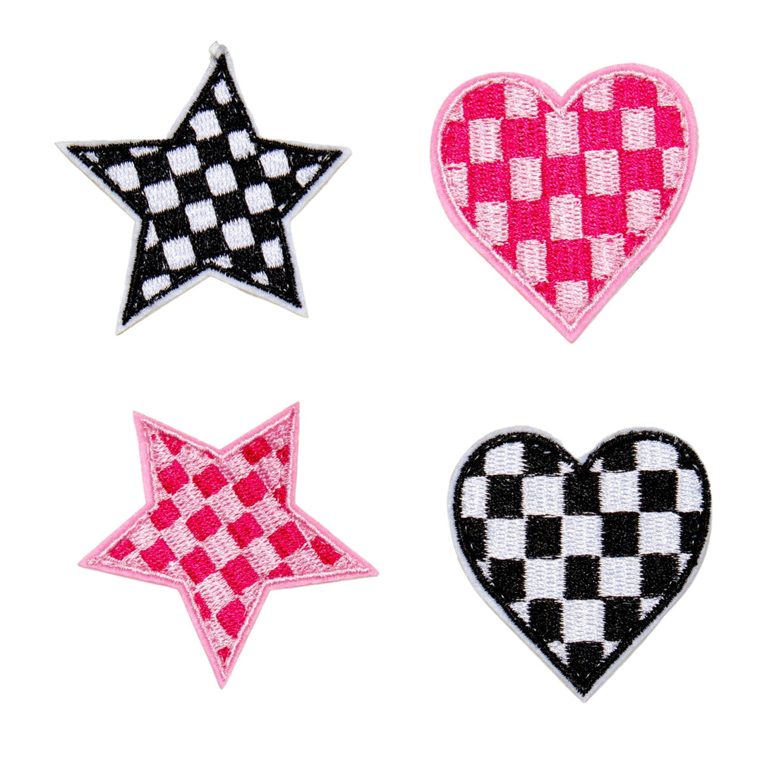 Checkered Stars and Hearts Patch Set