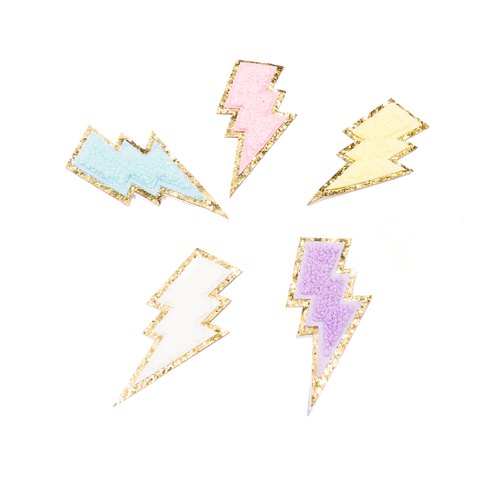 Chenille Lightning Bolt Patches (Set of 2)