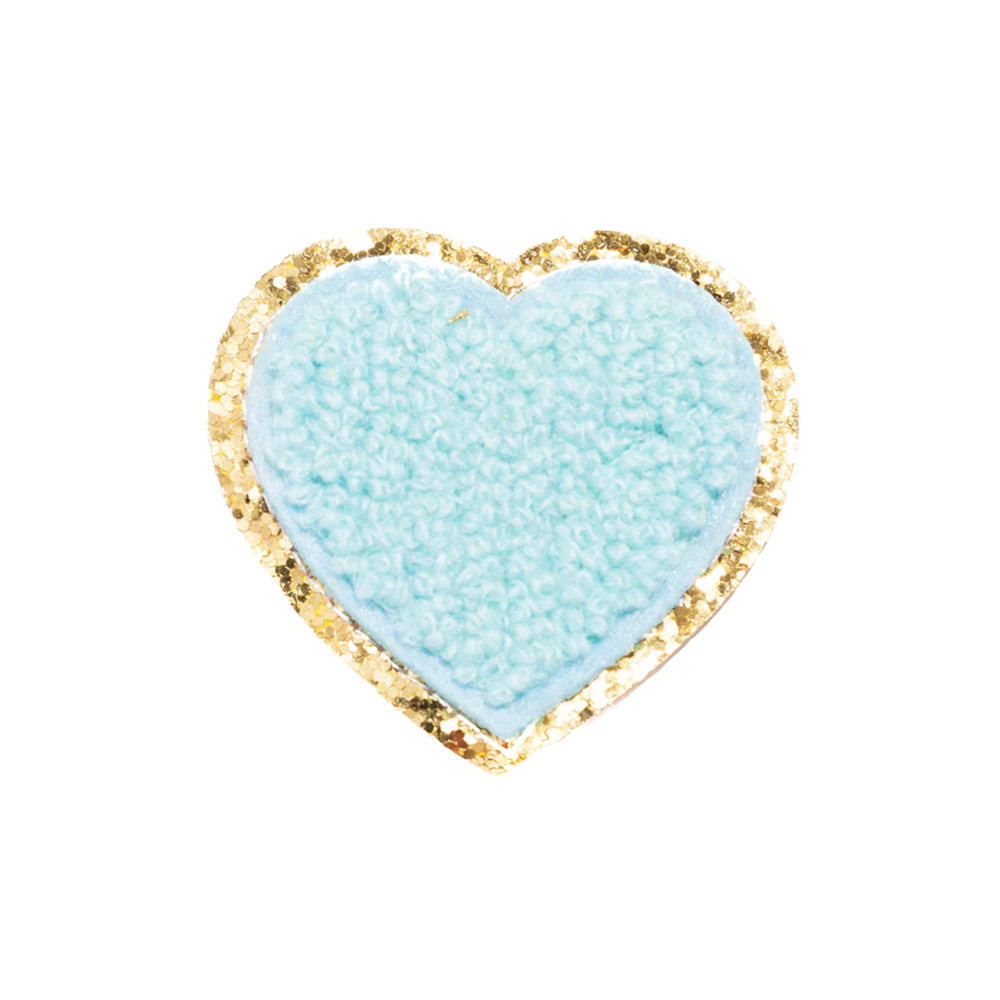 Chenille Sparkle Heart Patches (Set of 2)