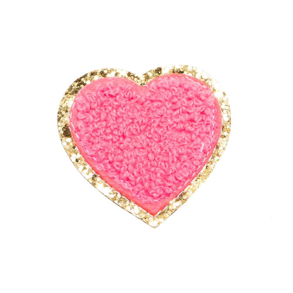 Chenille Sparkle Heart Patches (Set of 2)