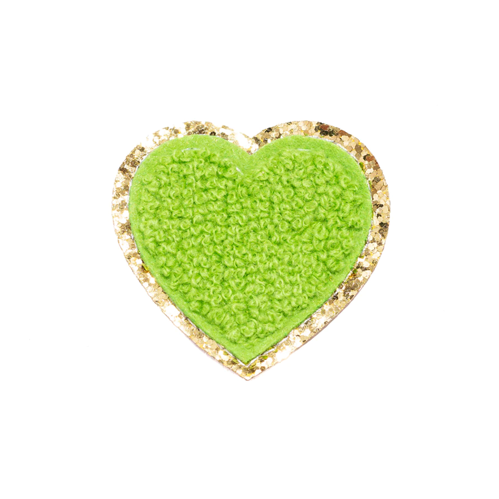 Chenille Sparkle Heart Patches (Set of 2)