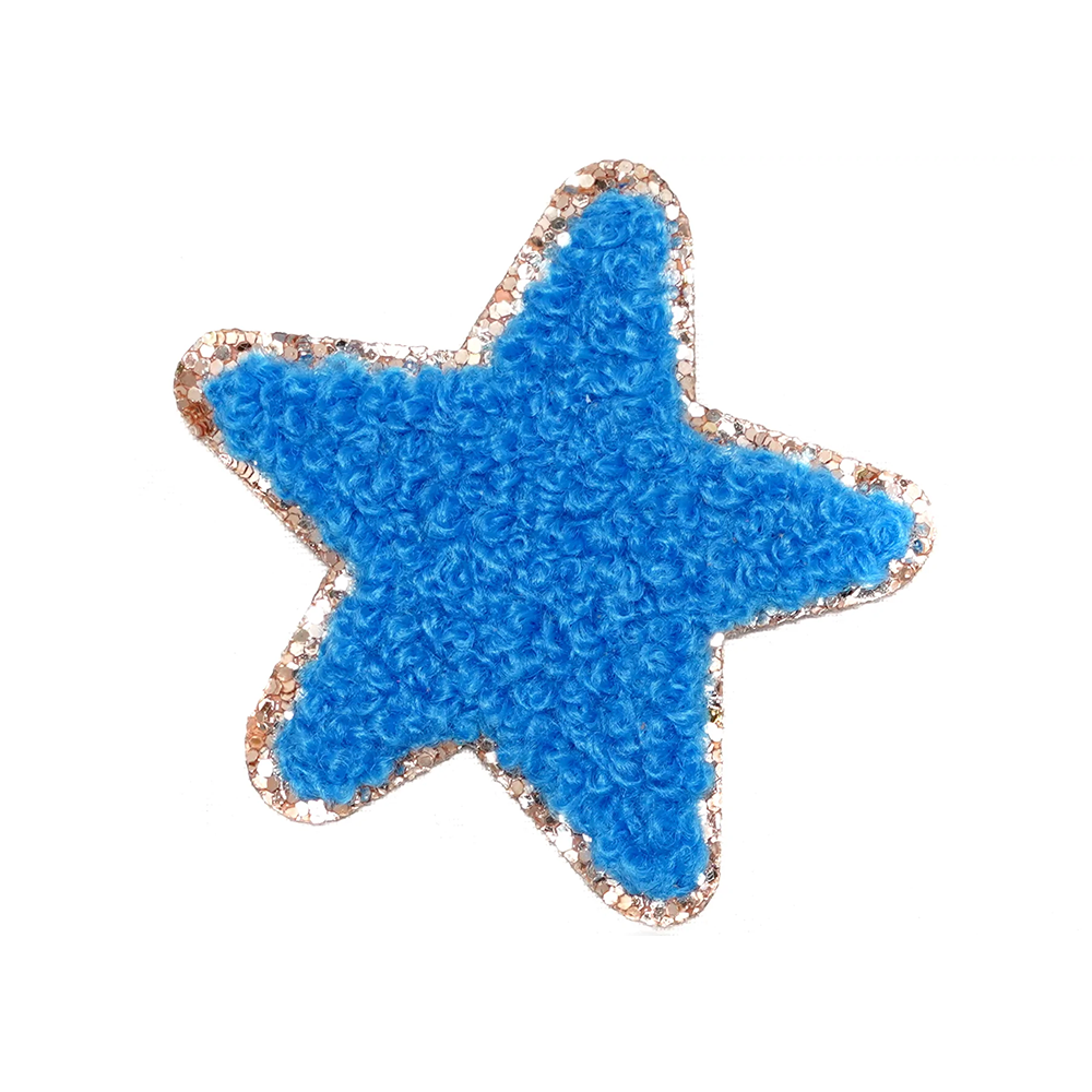 Stars Chenille Self-adhesive Patches, Set of 3 Iron-on Star DIY Patches,  Red, White and Blue Stars, Patriotic Patch, American Flag Stars, 2 