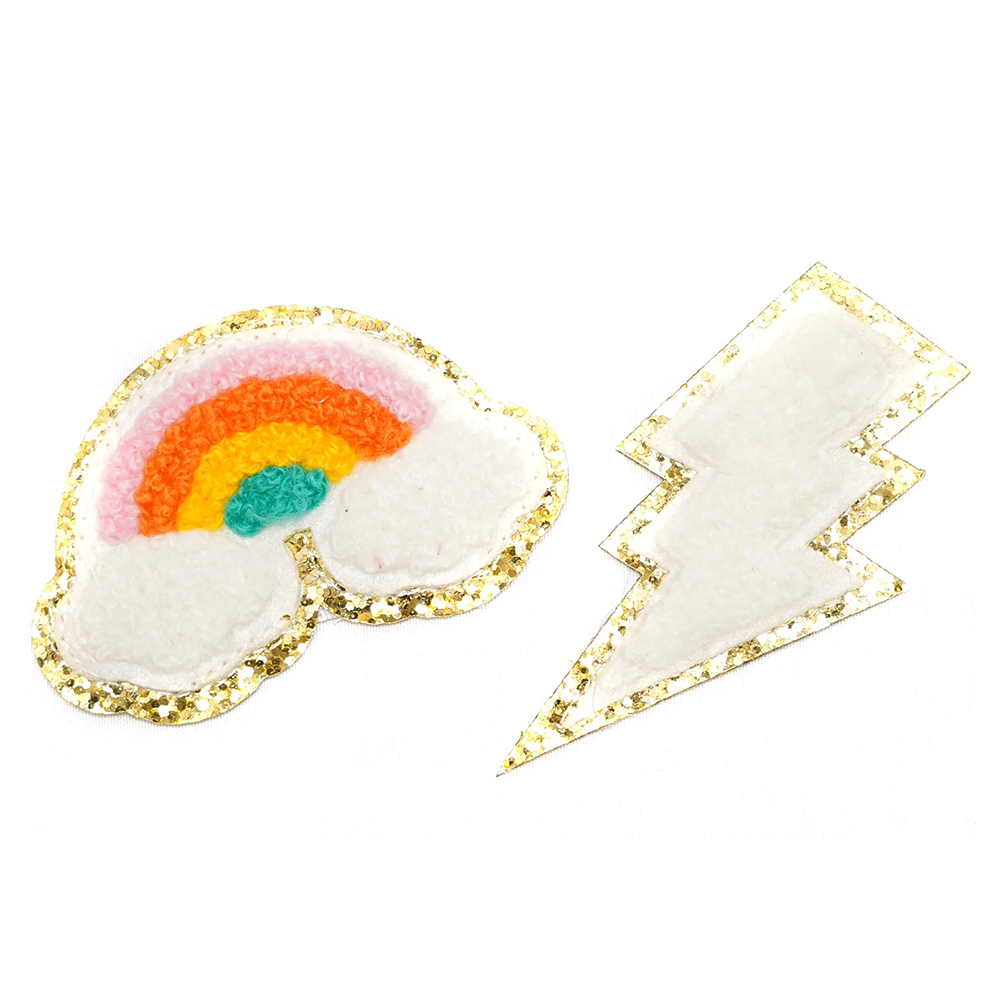 Rainbow & Lightning Patch Set (White)