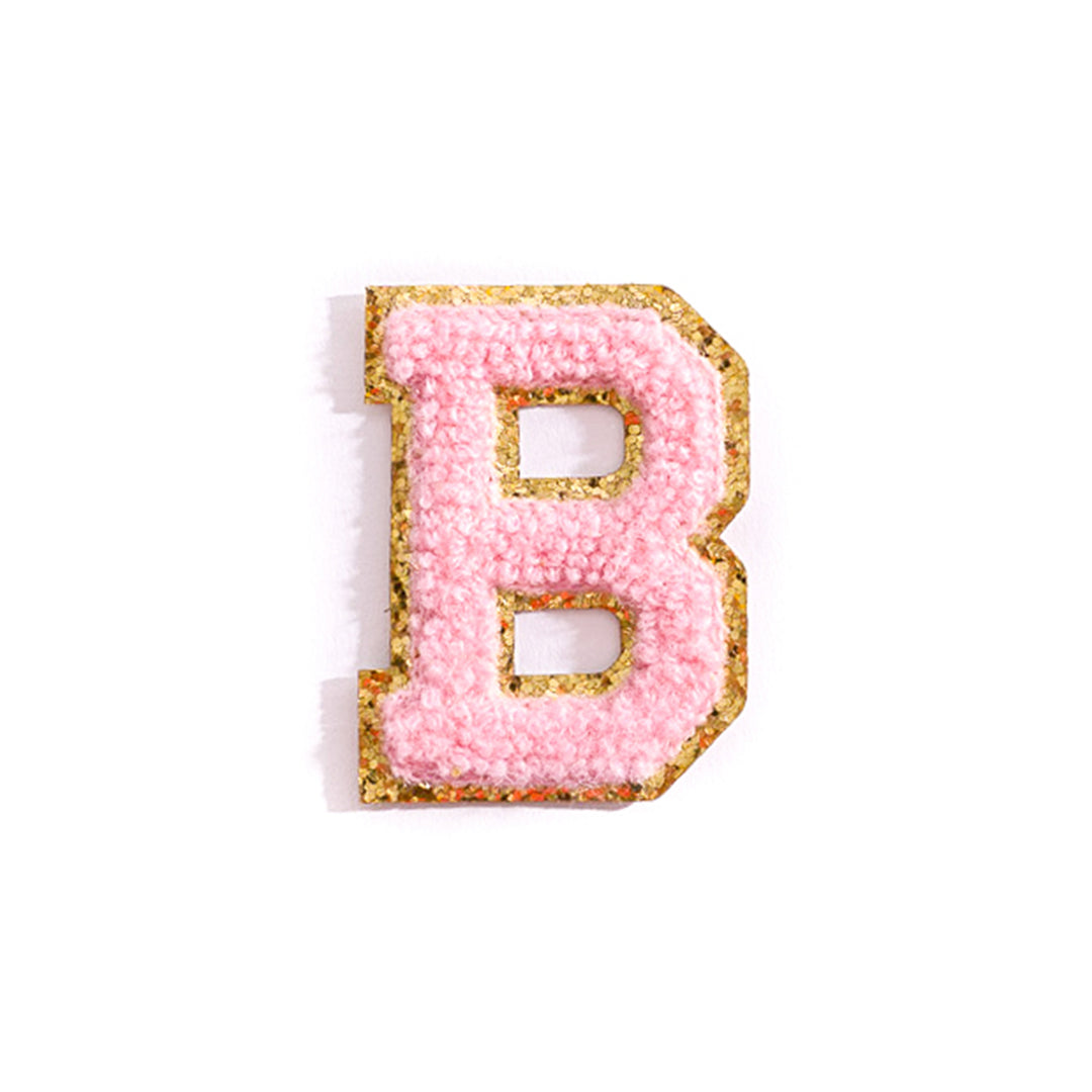 2” Chenille Sparkle Letter Patches — Pink